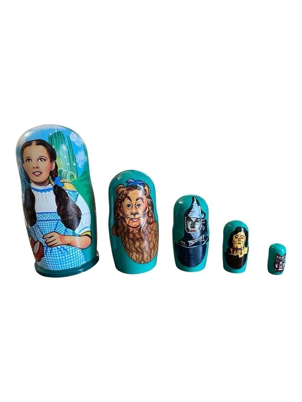 Wizard of Oz Hand-Painted Matryoshka 9-Piece Nesting Dolls Set Made in Russia